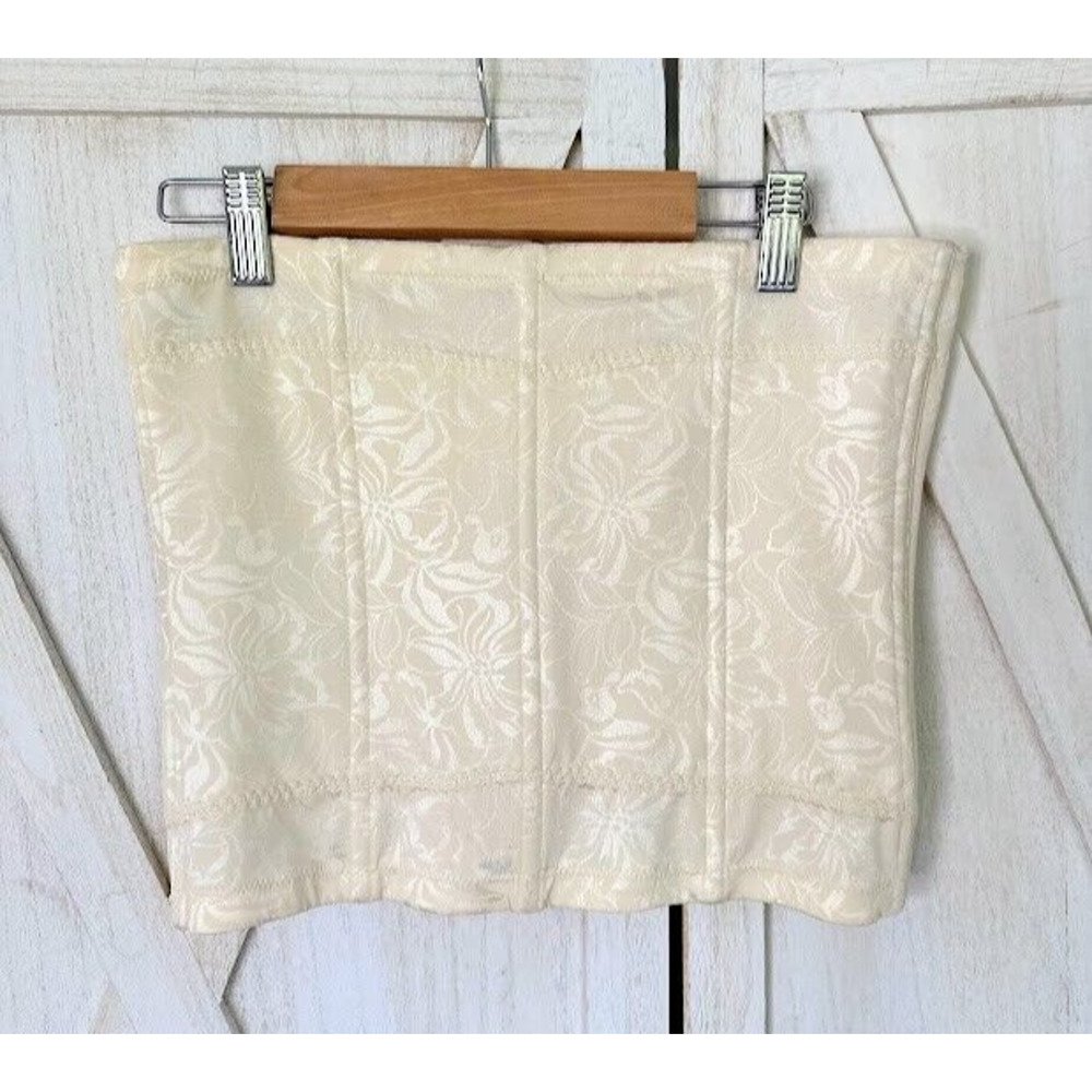 Maidenform Cream Ivory Corset Size L‎ Large Waist Cincher Nipper Shaper Boning